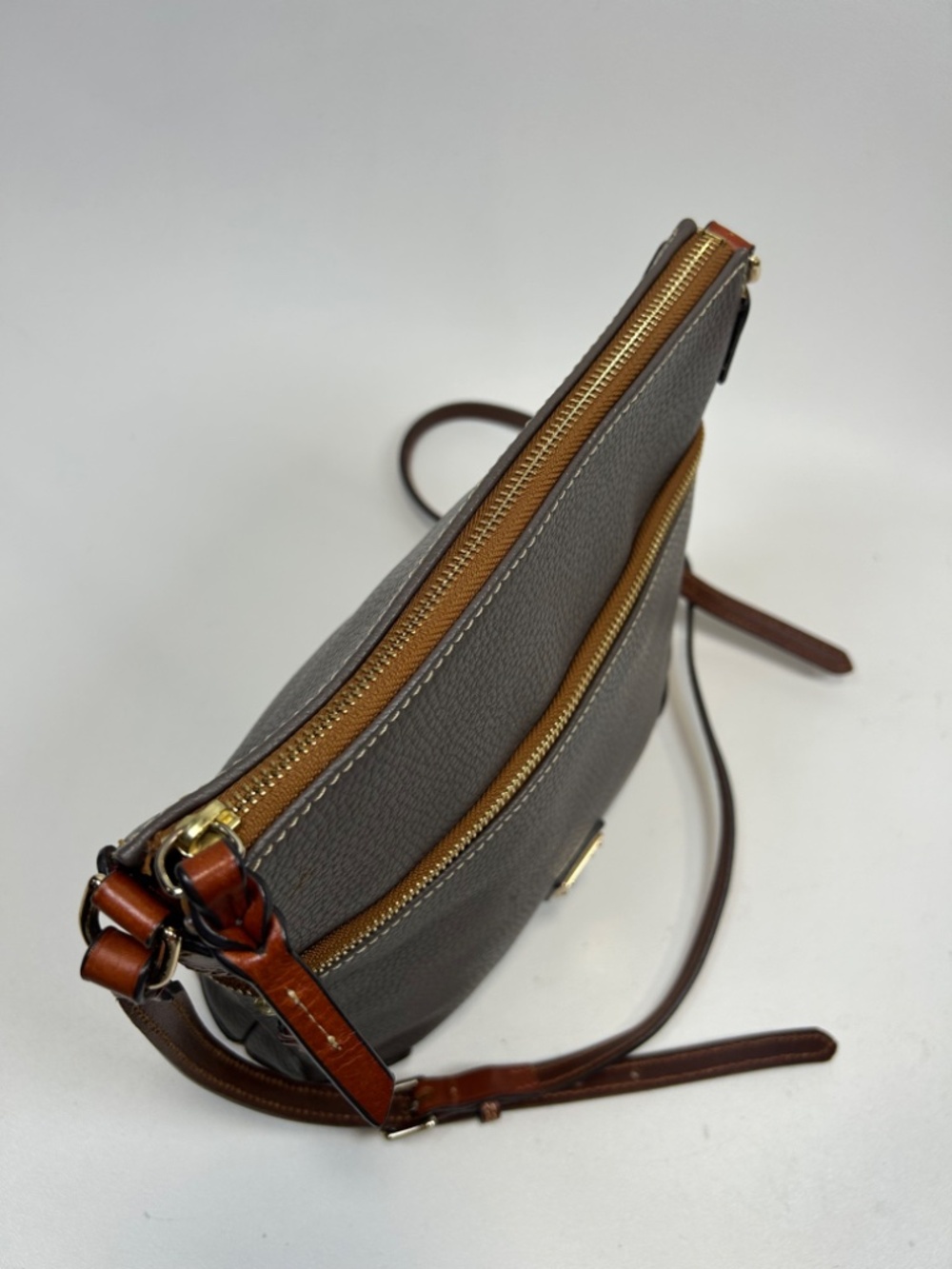 DOONEY & BOURKE Pebbled Grain Leather Crossbody Dark Grayish Taupe $268 - Picture 6 of 12
